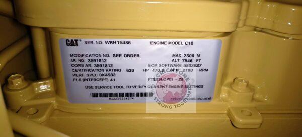 C18 Industrial Engine WRH CAT C18 Industrial Diesel Engine – AR No. 359-1812 – 470 HP at 2100 RPM | Engine S/N WRH15486